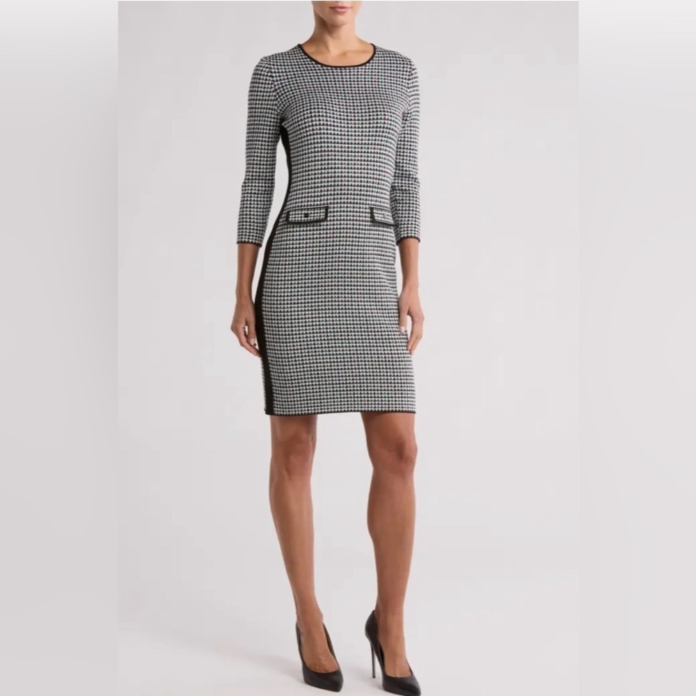 DKNY Chic Houndstooth Sweater Dress - XS